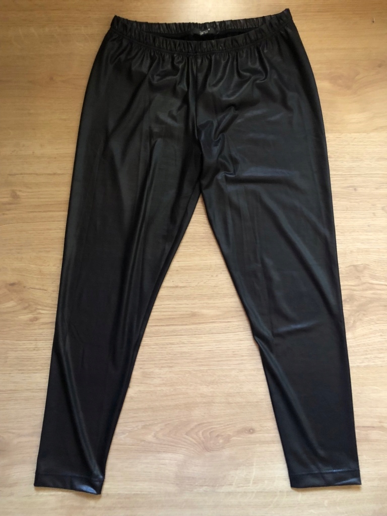 SIMPLE legginsy 36/38 lateks ekoskóra czarne