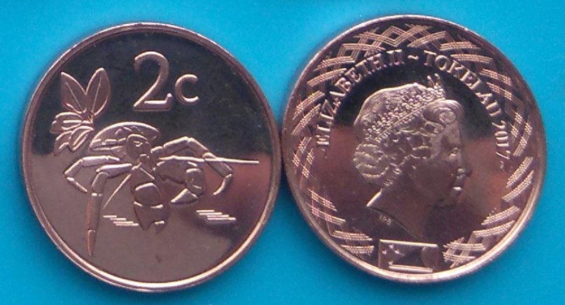 Tokelau 2 centy, 2017r. mennicza, pająk