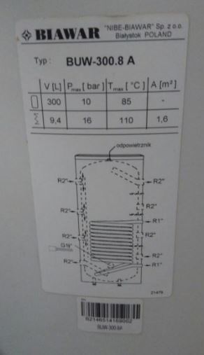 Zasobnik bufor ciepła 300l BIAWAR z wężownicą