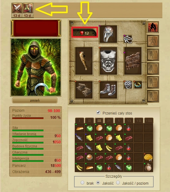 KONTO GLADIATUS | 98-100 LVL | RUBINY | SERWER 37