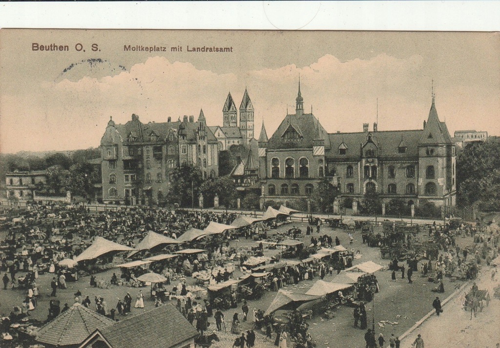 Bytom. Beuthen O.S. 1912 r. Moltkeplatz.
