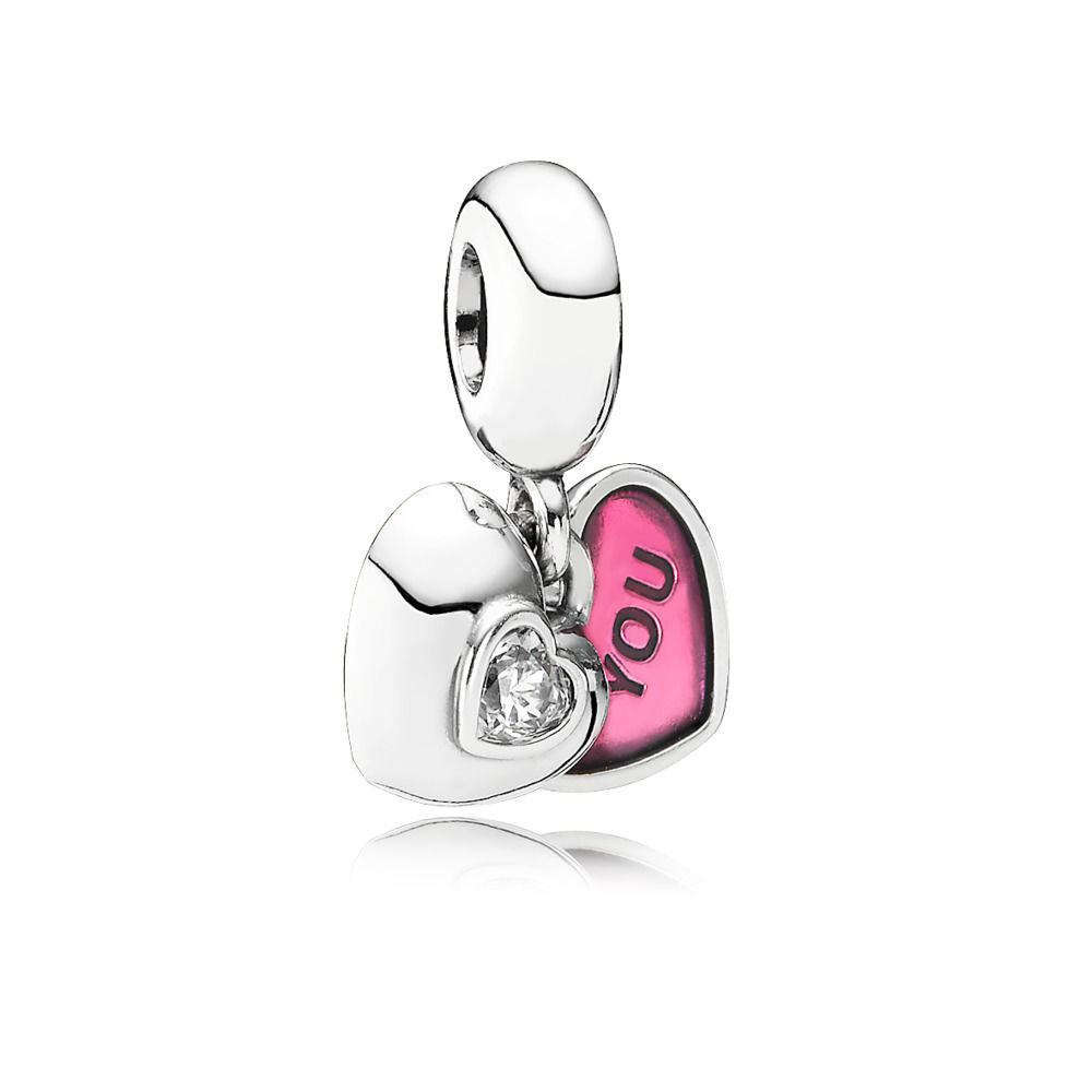 PANDORA Charms PINK YOU & ME + Pandora Pouch