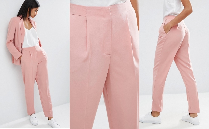Różowe cygaretki spodnie kant