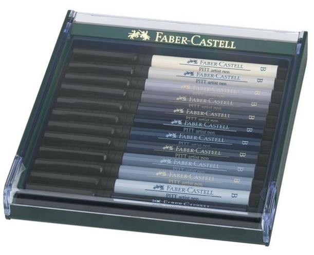 Faber Castell Pitt Artist Pen B Grey 12 kolorów