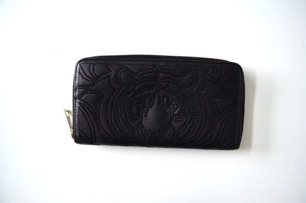 MOHITO elegancki czarny pojemny portfel z tygrysem
