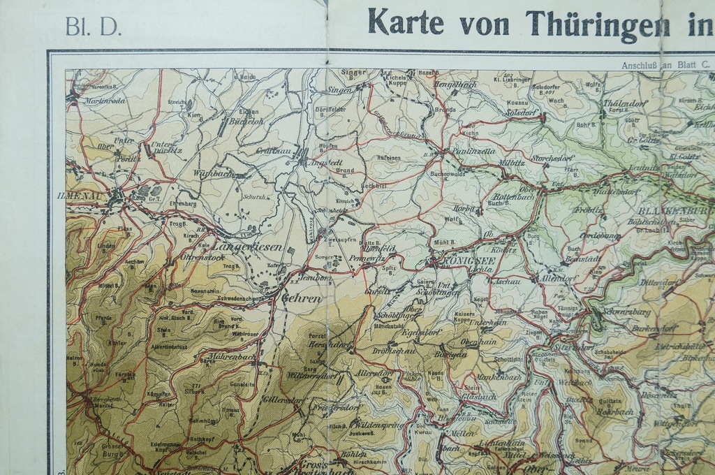 Mapa Niemiec około 1920 Turyngia