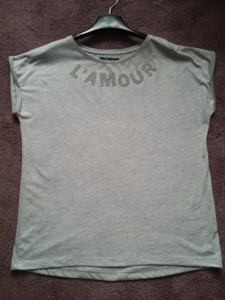 MOHITO T-shirt napis L'amour dłuższy tył XL 42-46