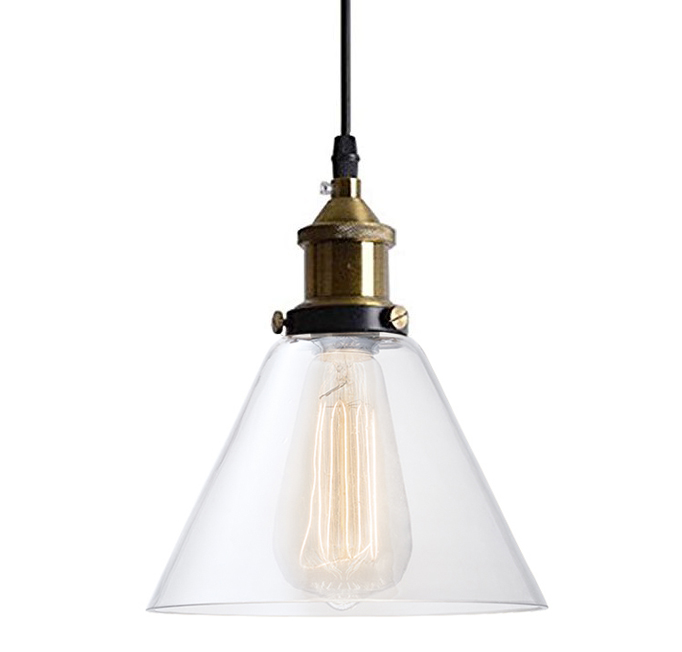 vintage retro LAMPA wisząca szklany klosz loft