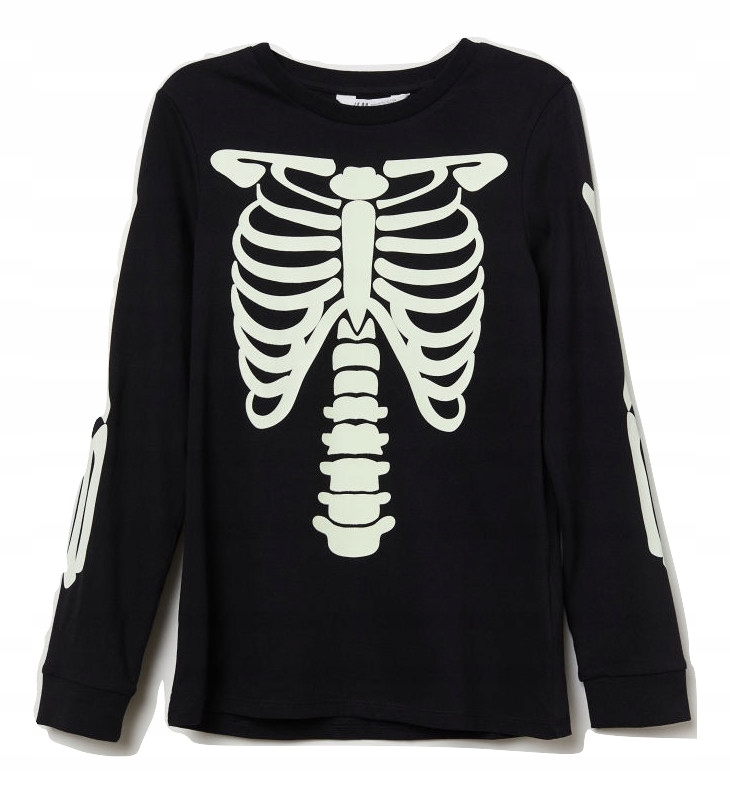 H&M bluzka szkielet świecący w ciemności 110