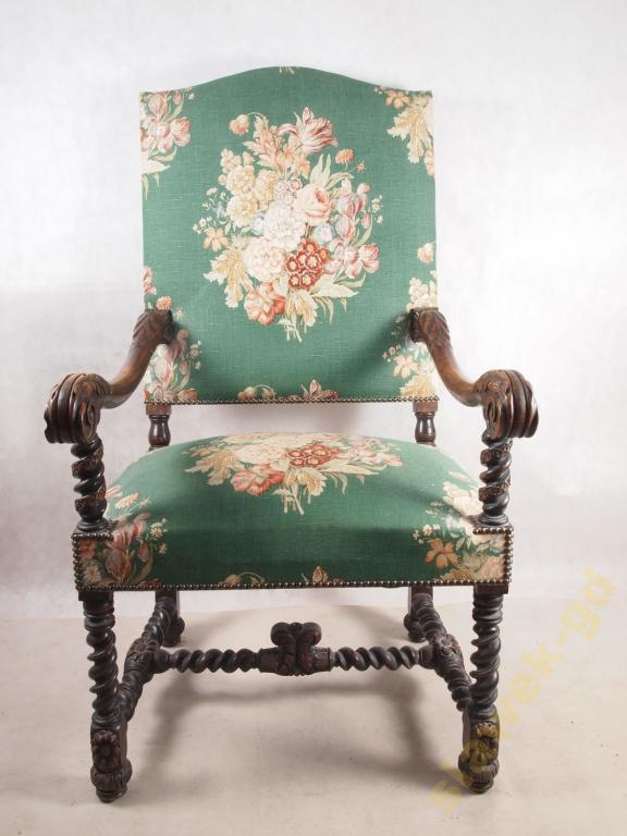 Fotel Tron W kwiaty XVIII wiek 120 cm