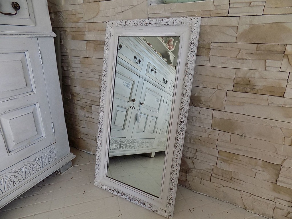 DUŻE LUSTRO W DREWNIANEJ RAMIE,SHABBY CHIC