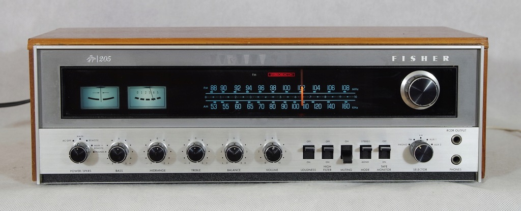 Fisher 205, super amplituner vintage. USA w drewni