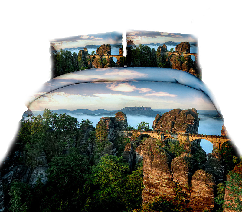 POŚCIEL 3D 160x200 Góry Skały Natura Komplet 3 cz
