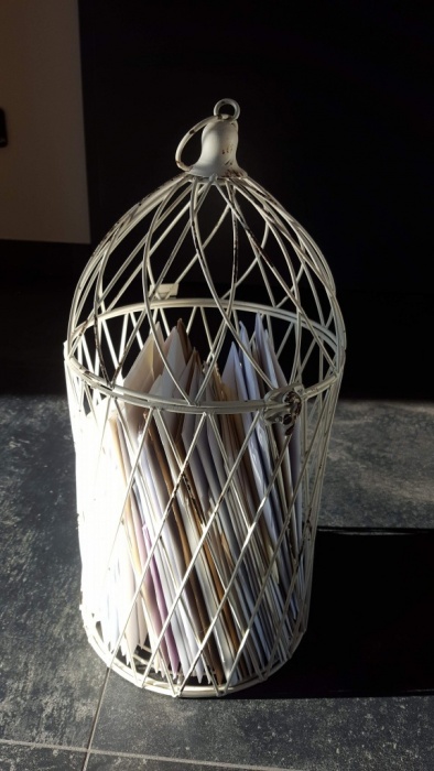 Metalowa klatka, lampion - vintage - 34 cm