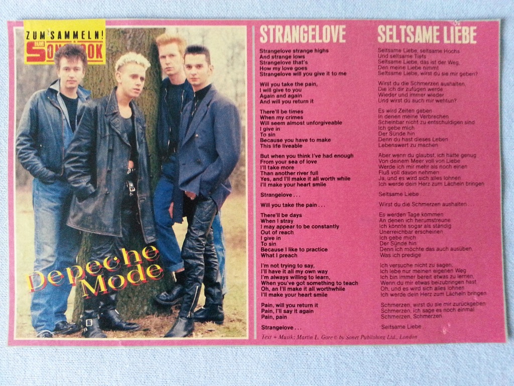 Depeche Mode Strangelove tekst z BRAVO
