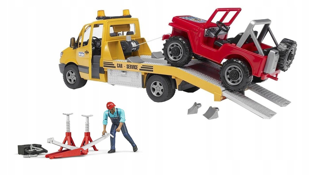 BRUDER Zestaw Pomoc Drogowa laweta, jeep i figurka