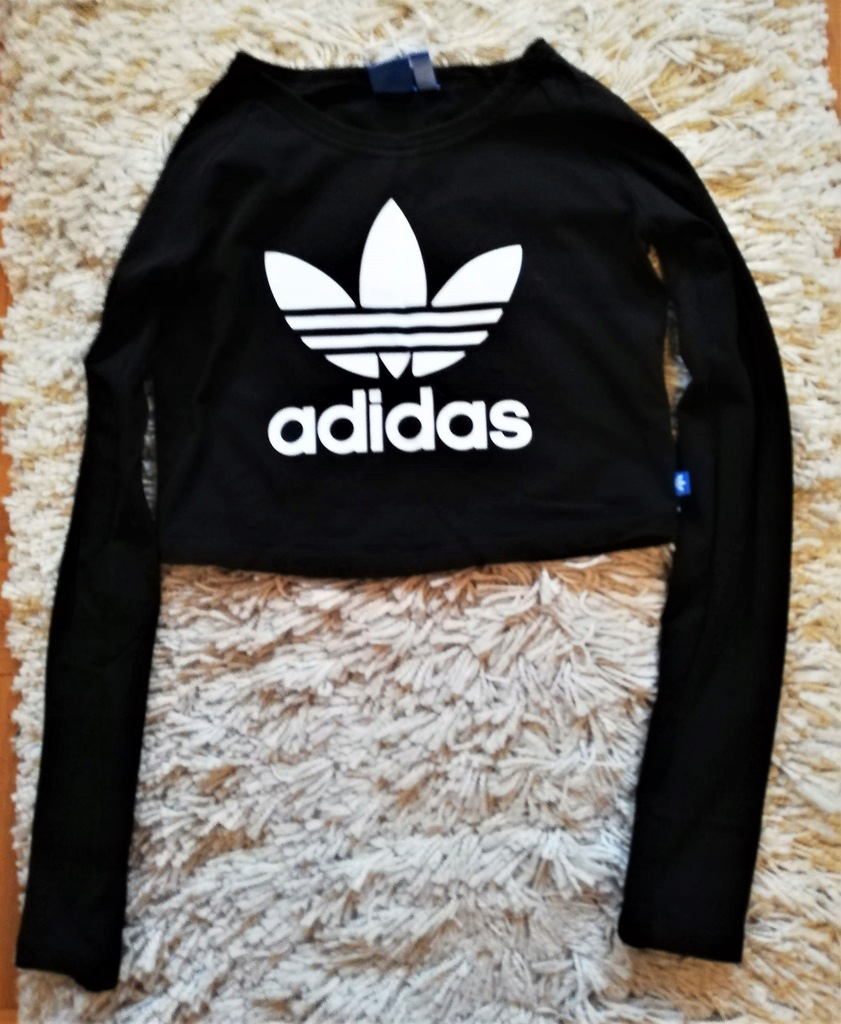 Adidas top czarny bluzka crop top czarna logo 38 M