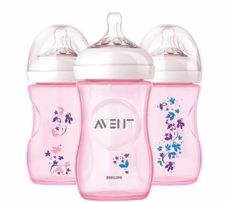AVENT NATURAL Butelka 260 ml RÓŻOWA KWIATY 3M+