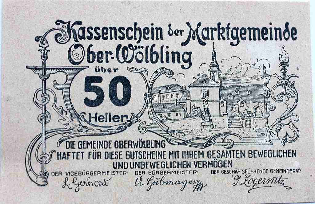 NOTGELD OberWOLBLING Austria 50 hal. 1920 r ser 3