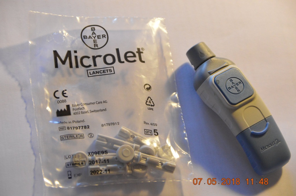 Nowy nakłuwacz  Microlet2 BAYER, lancety 5 sztuk