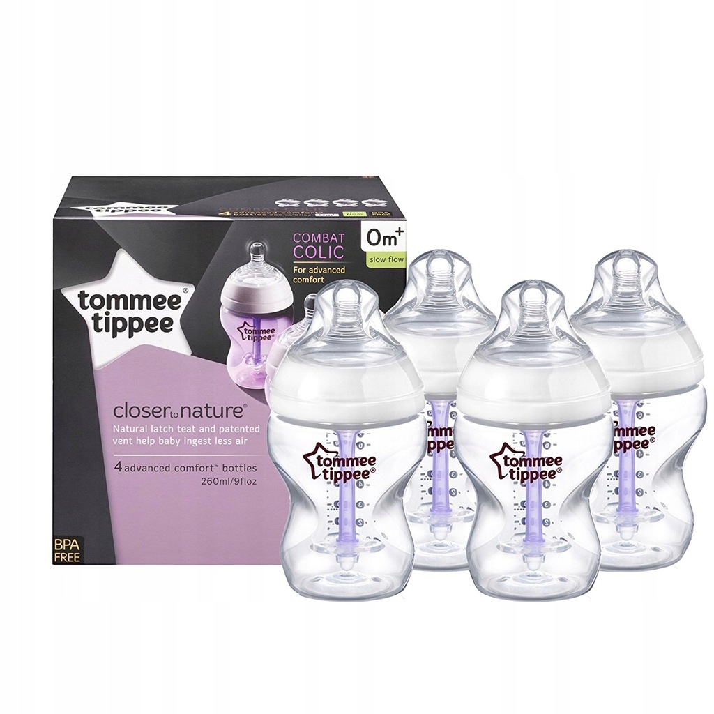 TOMMEE TIPPEE ZESTAW 4X260 ml BUTELKA ANTYKOLKOWA