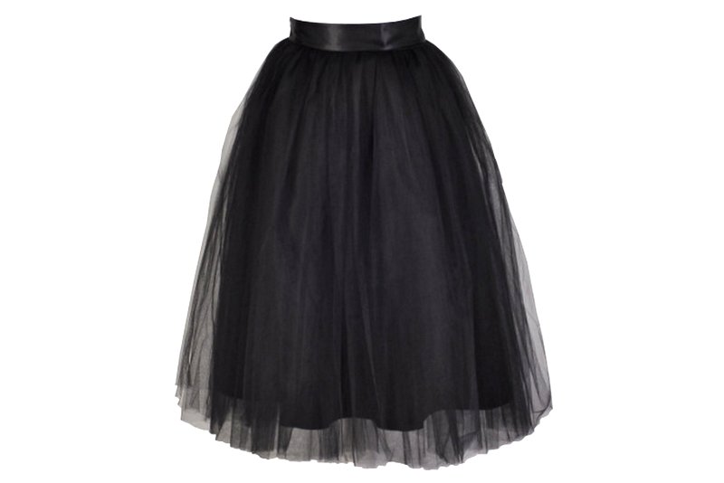 RiZ ELEGANCKA CZARNA MIDI SPÓDNICA Z TIULU 44 XXL
