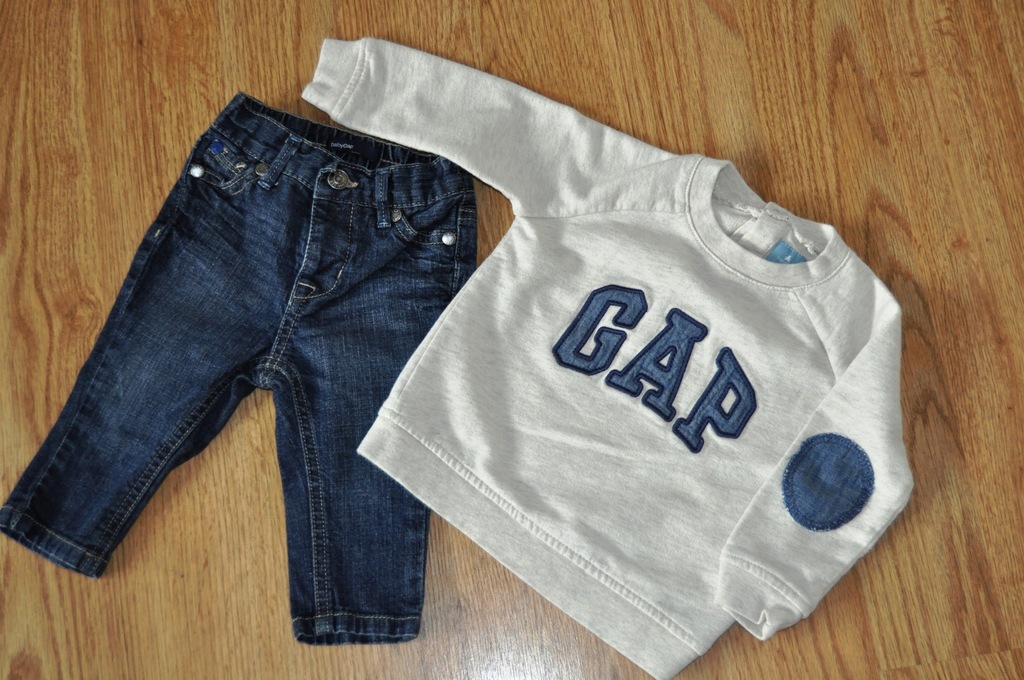 zestaw GAP bluzeczka i jeansy chłopiec 6-12 m-cy