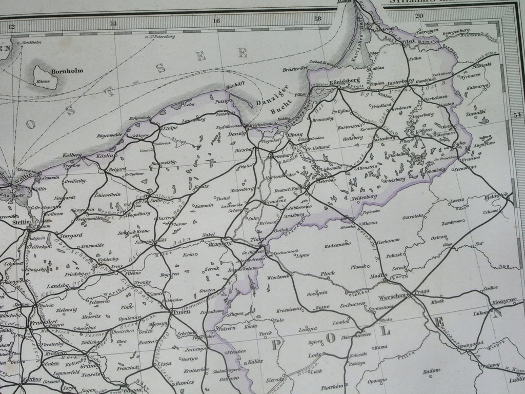 1882 MAPA POLSKA KOLEJ Warszawa Kraków Łódź Śląsk