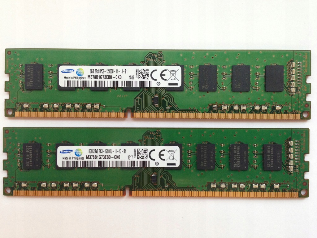 DDR3 16GB 2x8GB 2Rx8 PC3 12800U 1600Mhz SAMSUNG