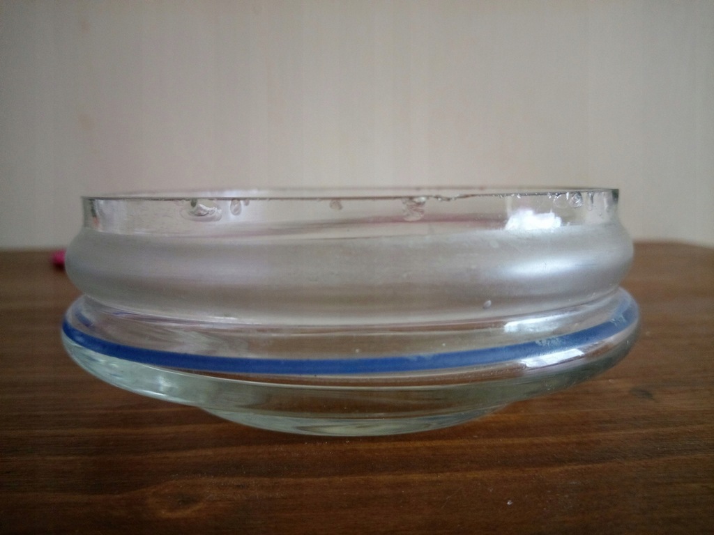 szklane naczynie z paskiem niebieskim CUKIERNICA
