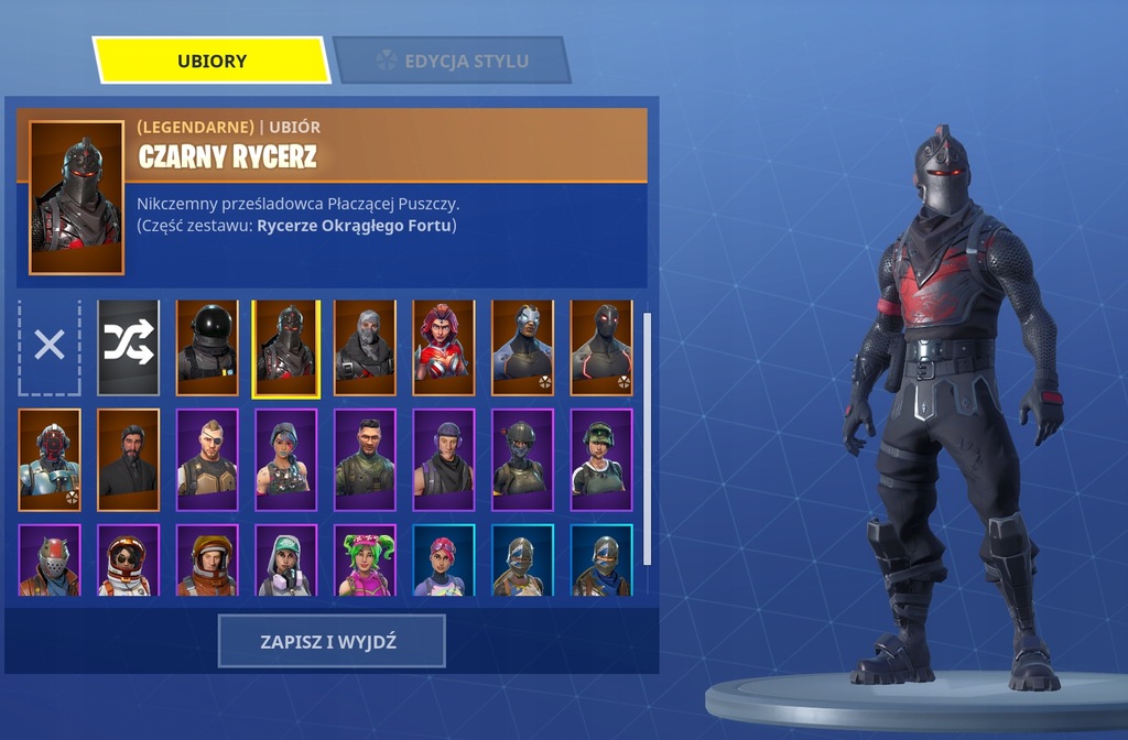 Konto Fortnite CZARNY RYCERZ, KARNETY 2,3,4, 2150V