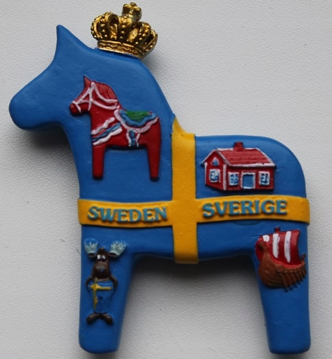 Magnes na lodówkę Szwecja Konik z Dalarna Łoś
