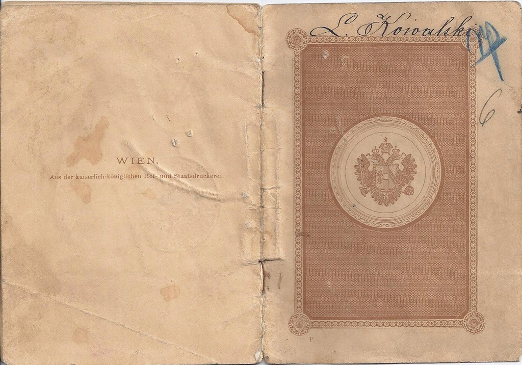 ARTYSTA MALARZ LEON KOWALSKI PASZPORT 1911 UNIKAT