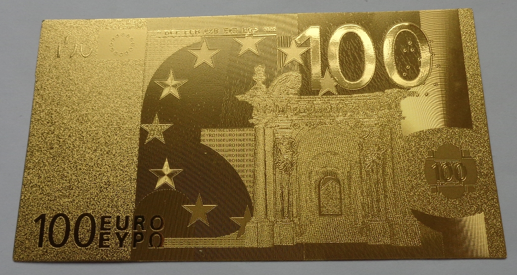 CIEKAWOSTKA - ZŁOTY BANKNOT - 100 EURO  / Piorku