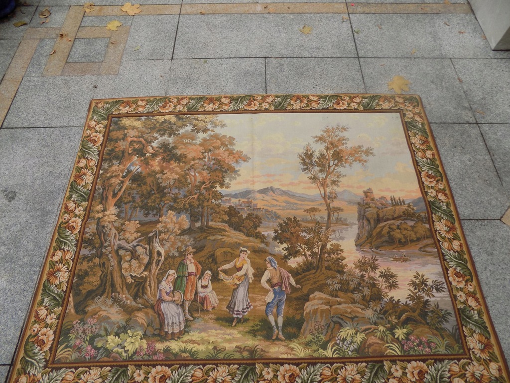 WEŁNIANY GOBELIN SCENKA RODZAJOWA 163/130 CM