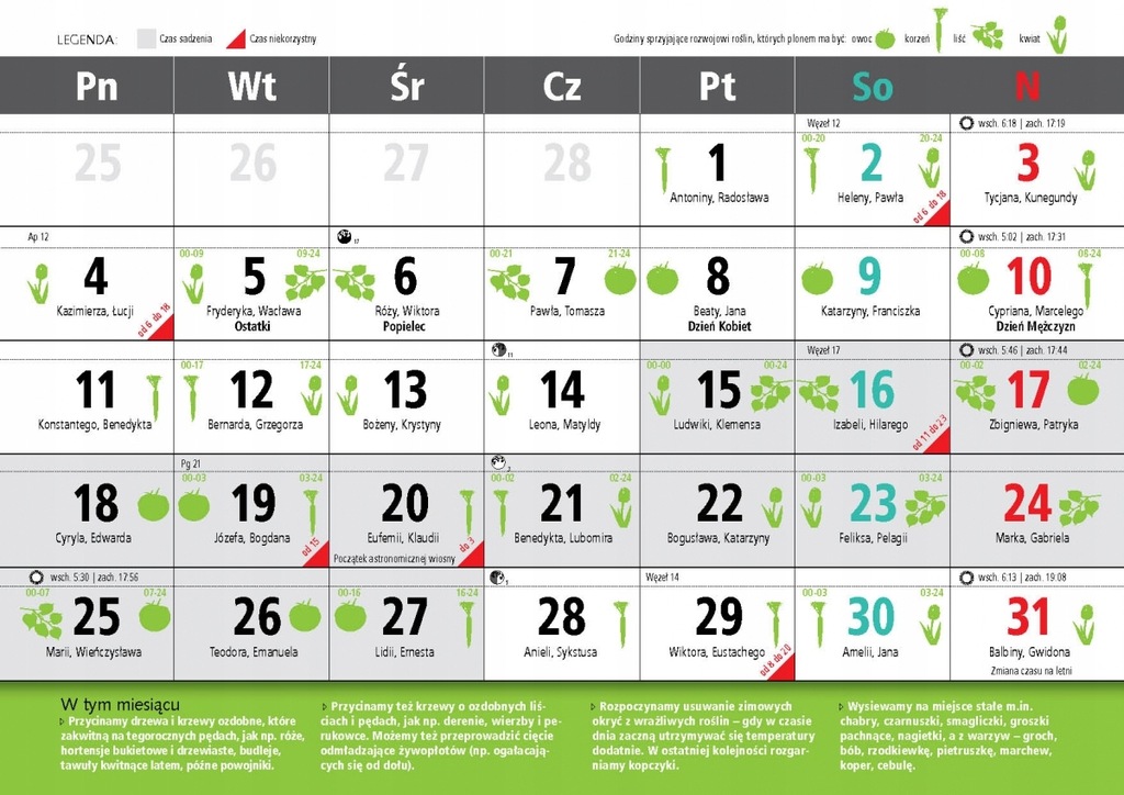 Ścienny Biodynamiczny Kalendarz Działkowca 2019 7605046671 Oficjalne Archiwum Allegro 9321