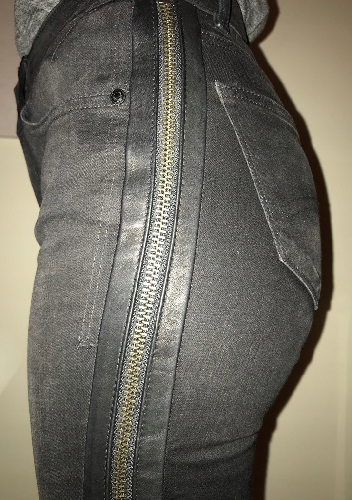 TOMMY HILFIGER Nora Skinny jeans r26 zip i skóra