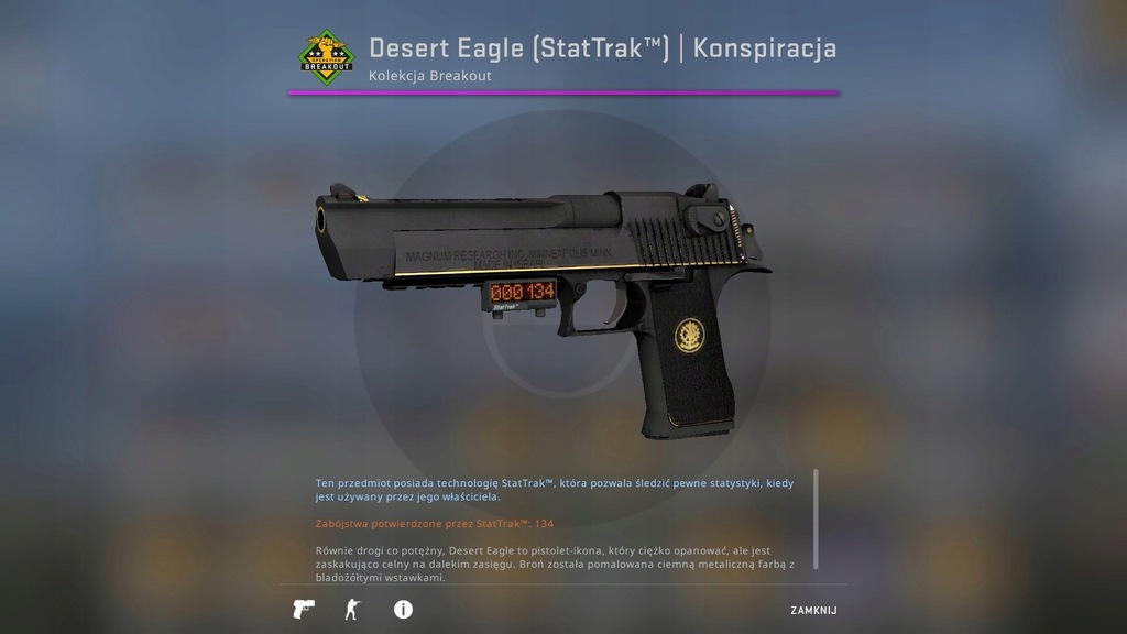 CS GO SKIN DESERT EAGLE KONSPIRACJA 4/5 STATTRAK