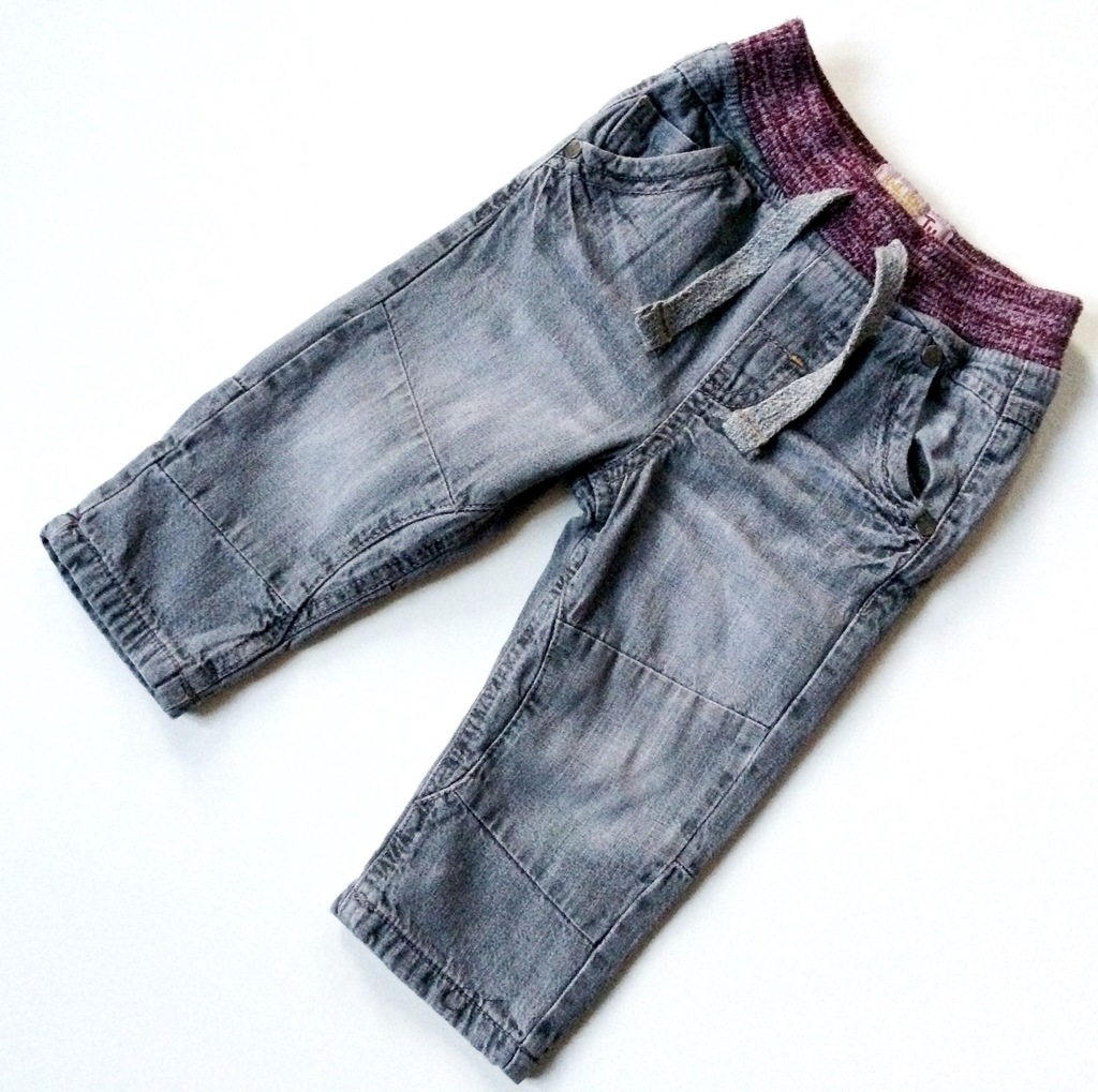 TU ocieplane spodnie jeans 74/80  9-12m