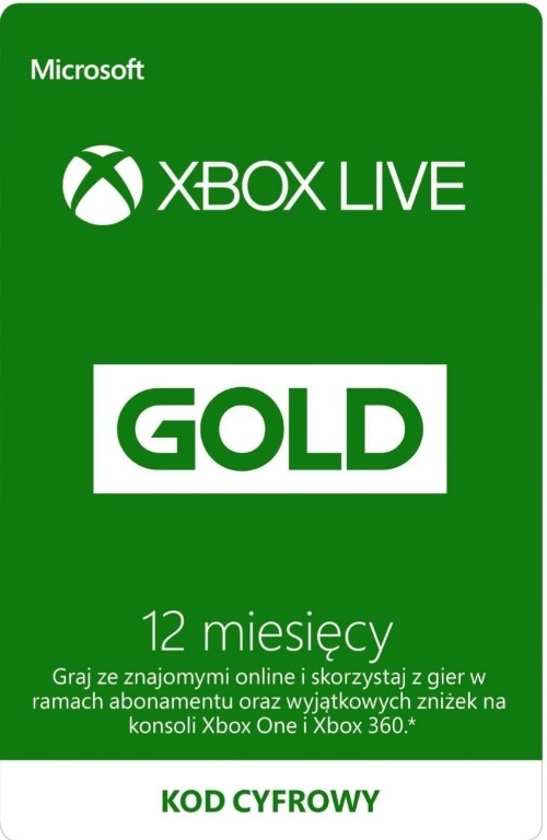 Xbox Live Gold 12 miesięcy PL One 360 OKAZJA!!!