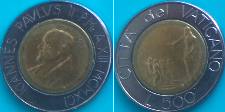 Watykan 500 lirów 1991r. KM 233