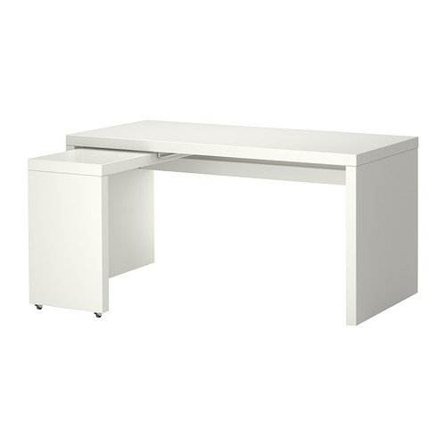 IKEA MALM BIURKO z wysuwanym panelem BIAŁY