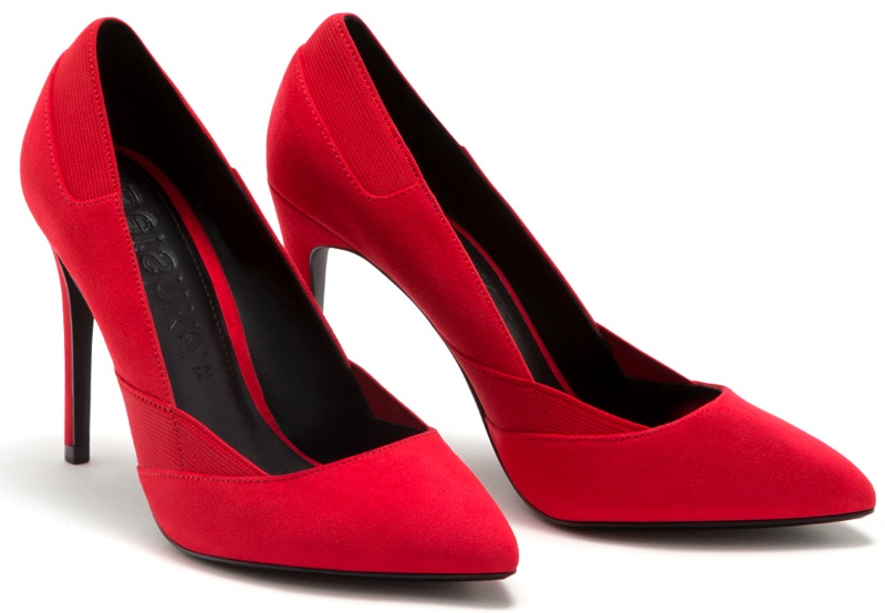 BERSHKA SZPILKI CZERWONE ZAMSZ 10 CM TUSK HOT 37