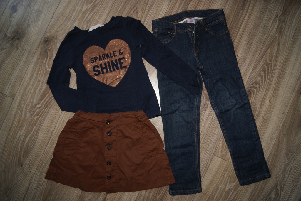 zestaw bluzka H&amp;M spodniczka ZARA i jeansy 110
