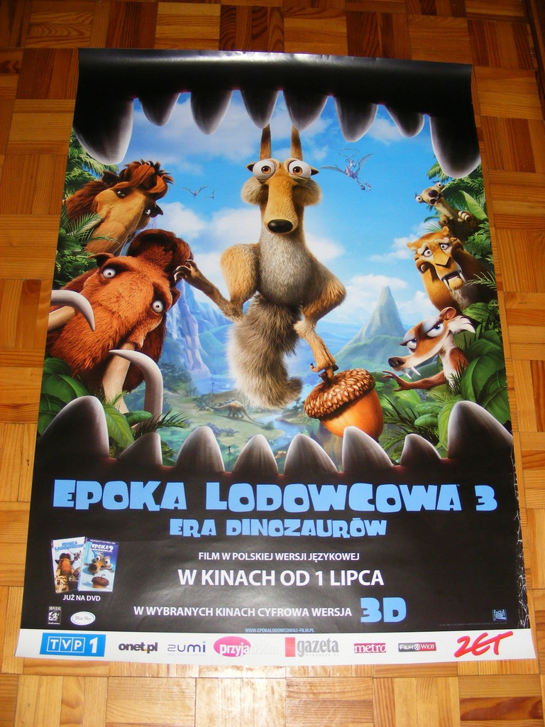 EPOKA LODOWCOWA 3 ERA DINOZAURÓW PLAKAT FILMOWY