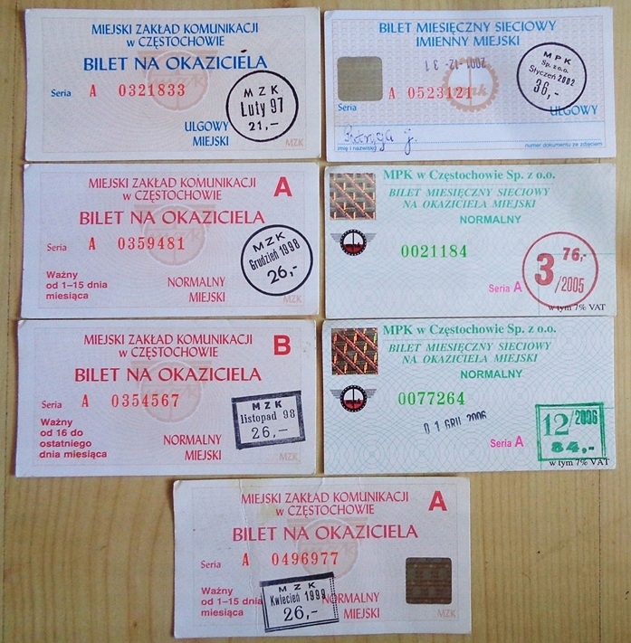 Bilety komunikacja miejska MZK Częstochowa