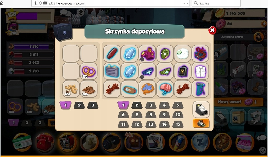 HERO ZERO, pl22, lvl 158+, 1mln+ monet, 26 oponek