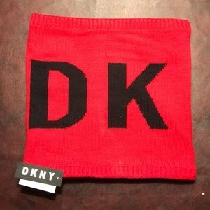 DKNY szal komin szalik logo czerwony oryginał nowy