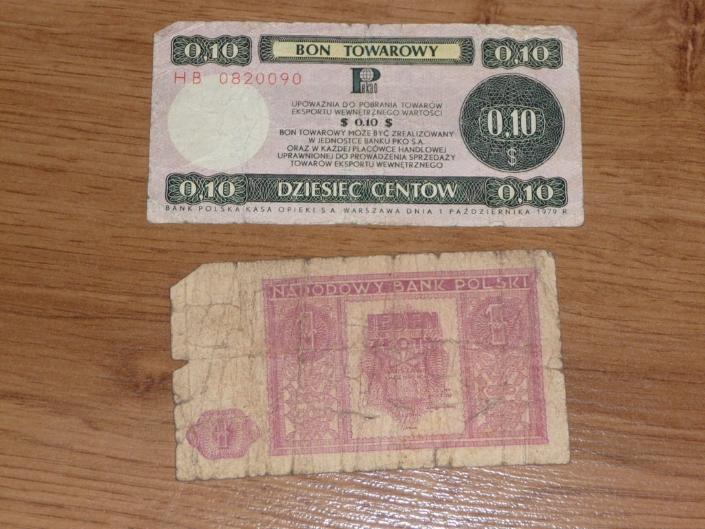 STARE BANKNOTY POLSKA  1 zł  1946  / 0.10 PEWEX