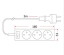 Predlžovací kábel na bývanie 3 zásuvky 3m vypínač Značka Rum-Lux